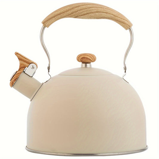 Kettle Creamy White with Wood Handle-0